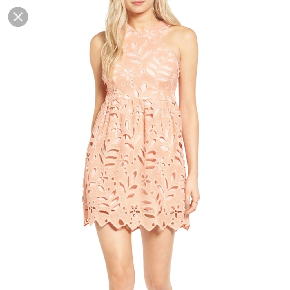 Nordstrom Dee Elly Pink Eyelet Dress Sz M